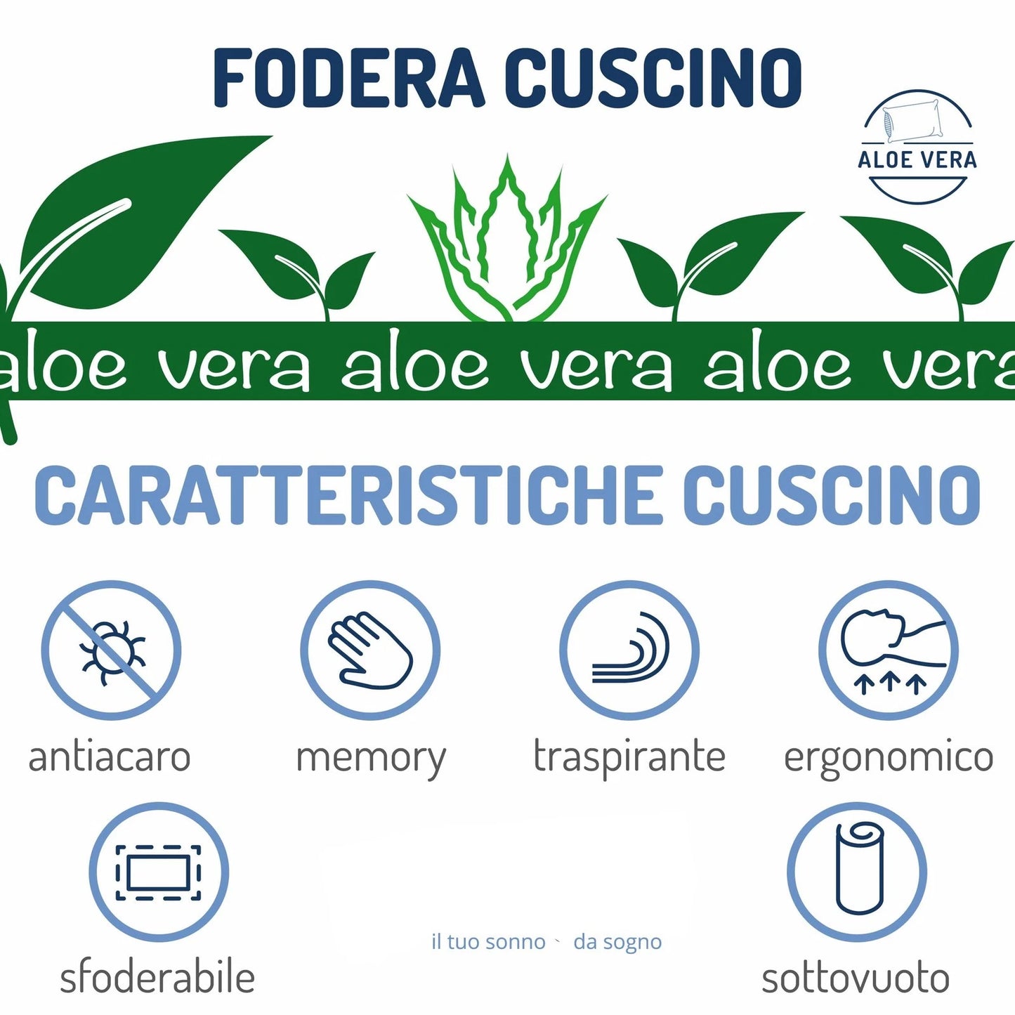 Coppia Federe Trapuntate in Aloe Vera