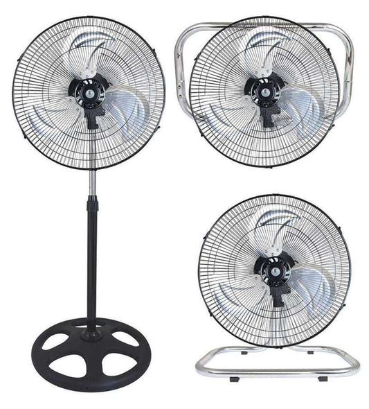 Nataluna 3 in 1 Steel Floor Standing Table and Wall Fan Round Base 65W 5 Blades 50cm